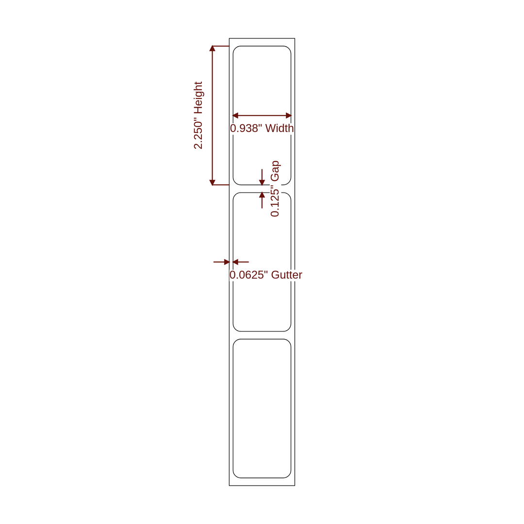 0.938" x 2.25" Rectangle Roll for Primera Printers; 0.938" x 2.25" Rectangle Label Diagram