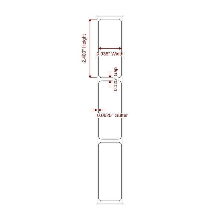 0.938" x 2.4" Rectangle Roll for Inkjet Printers; 0.938" x 2.4" Rectangle Label Diagram