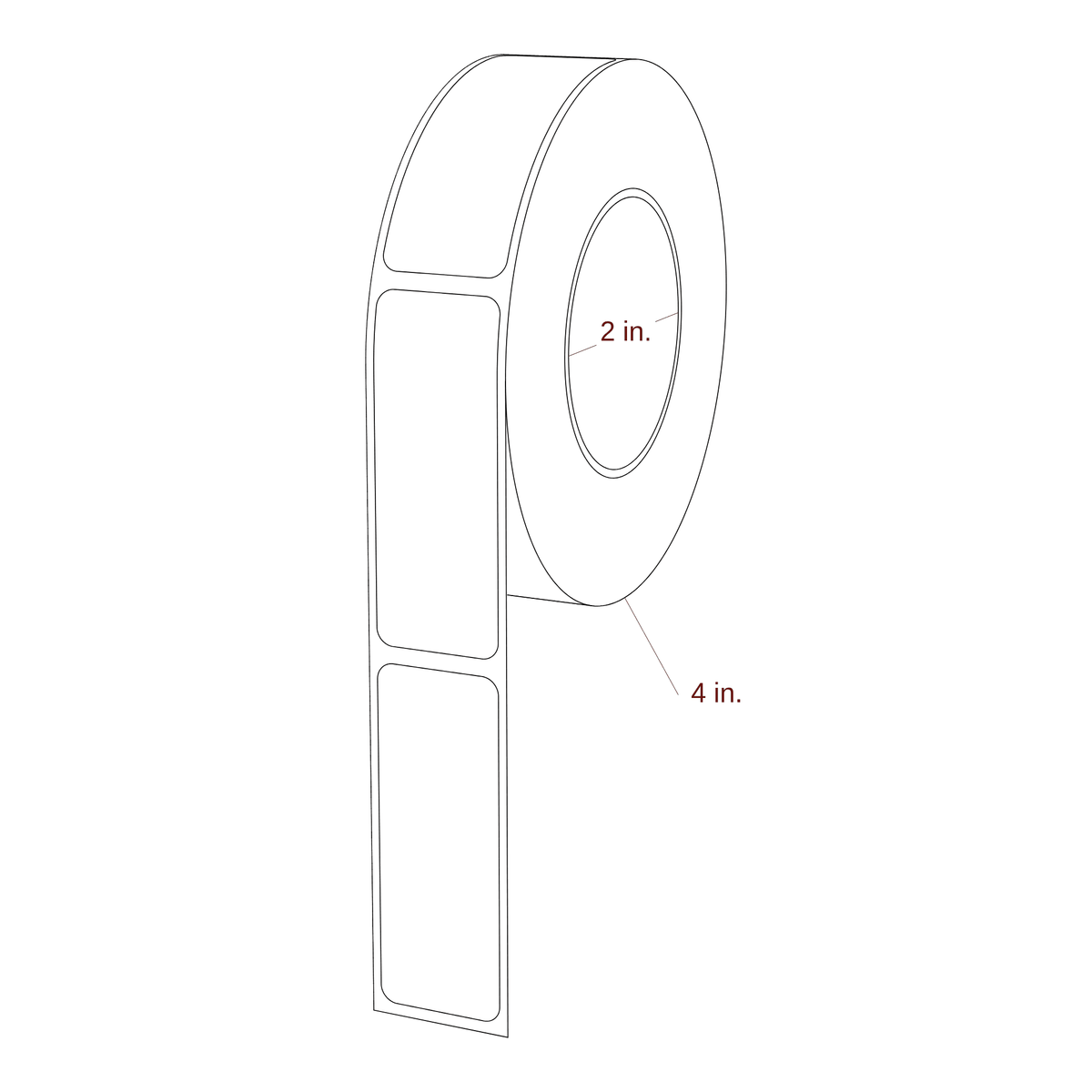 0.938" x 2.5" Rectangle Roll for Primera Printers; 0.938" x 2.5" Rectangle Label Diagram