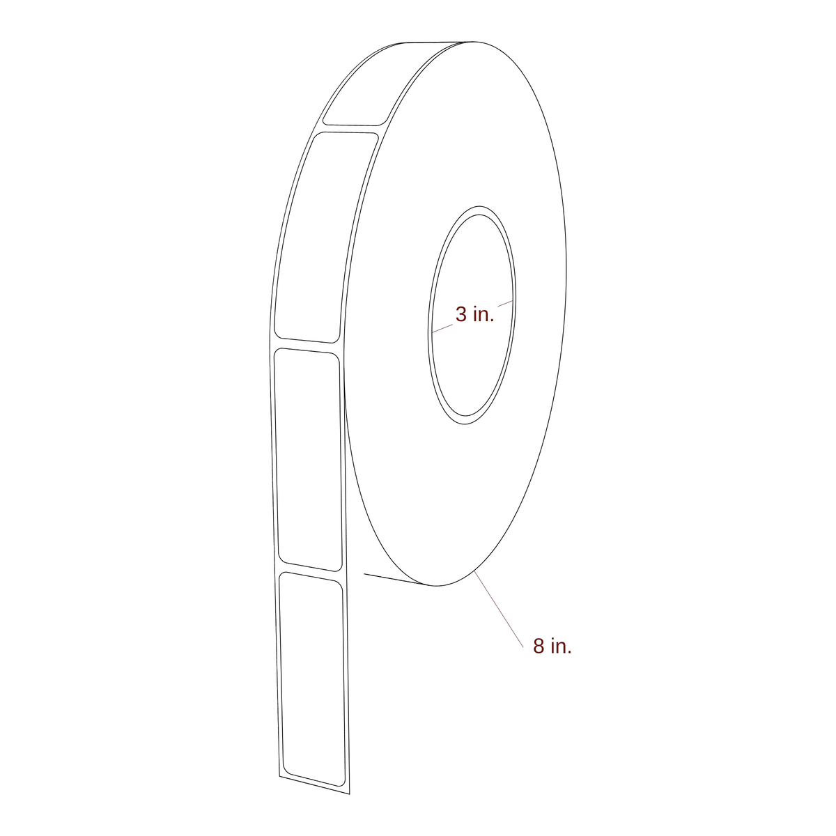 0.938" x 2.8125" Rectangle Roll for Inkjet Printers; 0.938" x 2.8125" Rectangle Label Diagram