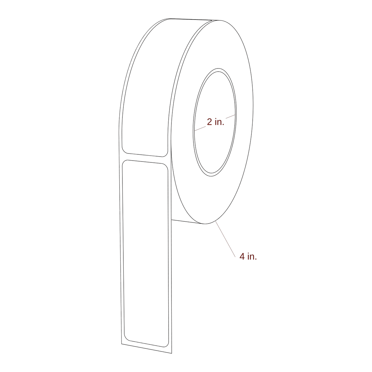0.938" x 3.5" Rectangle Roll for Primera Printers; 0.938" x 3.5" Rectangle Label Diagram