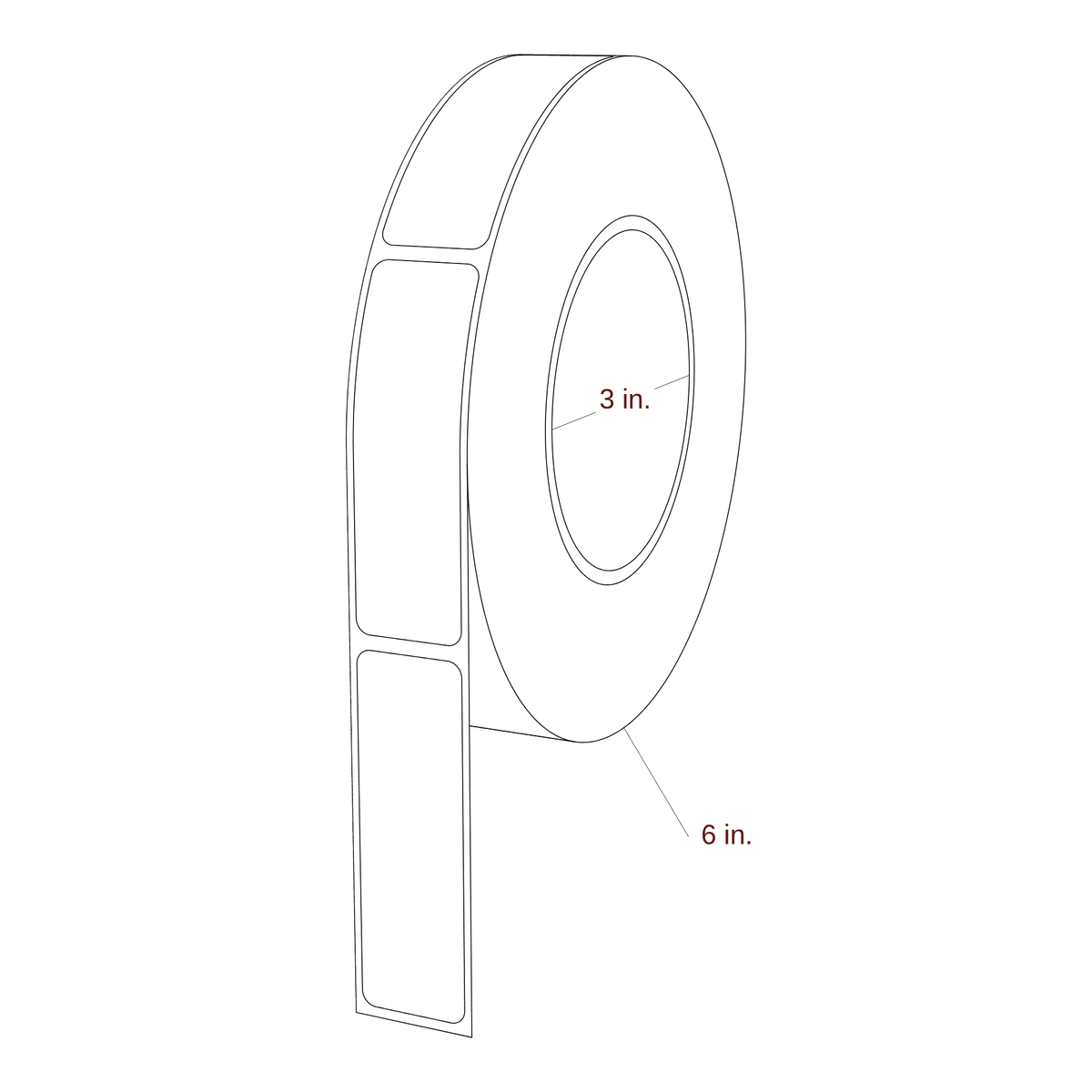 0.938" x 3" Rectangle Roll for Primera Printers; 0.938" x 3" Rectangle Label Diagram