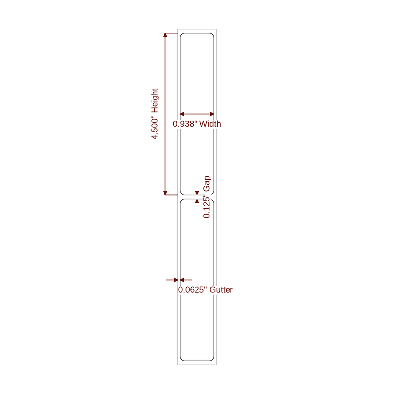 0.938" x 4.5" Inkjet Label Rolls | Fits Primera - Label Diagram