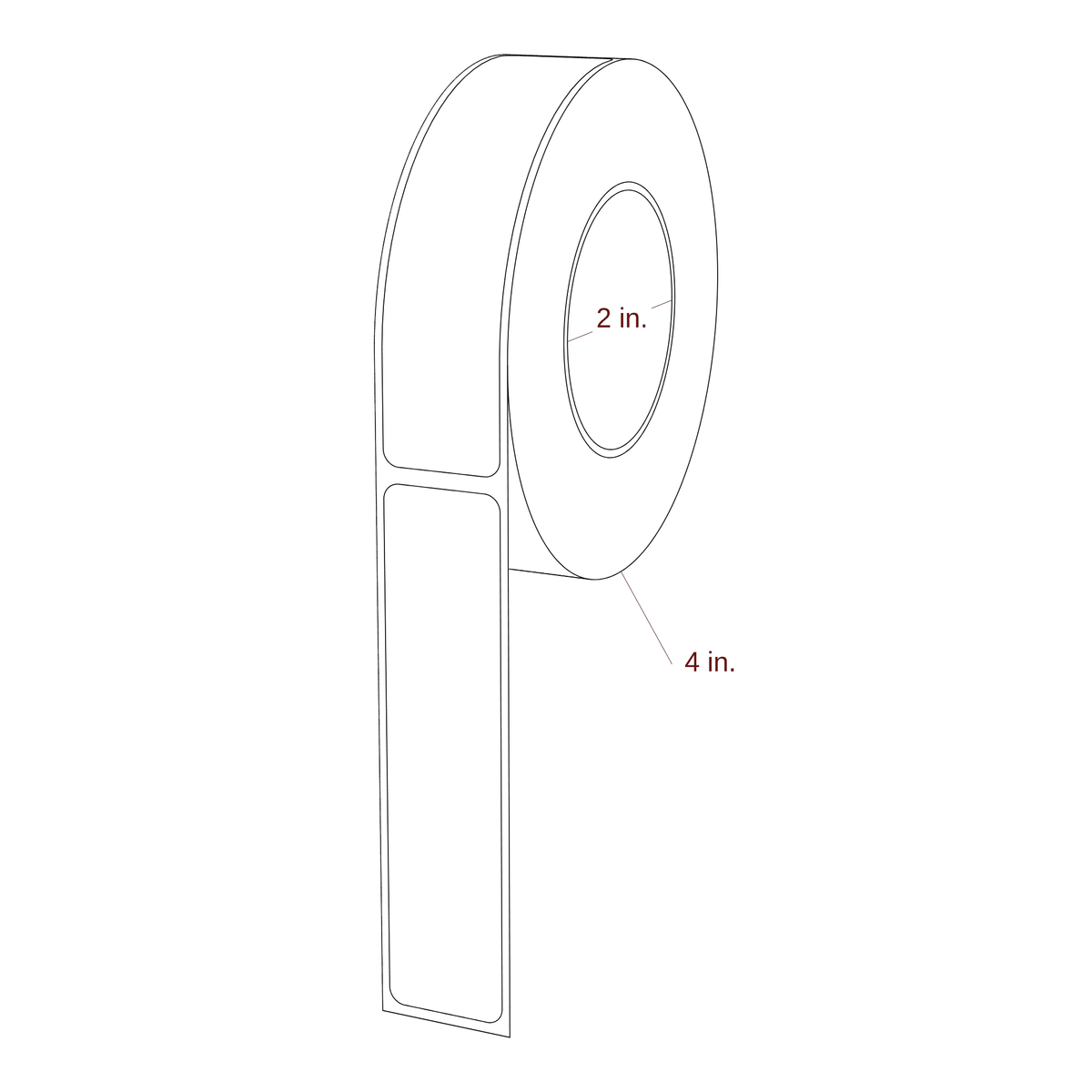0.938" x 4" Rectangle Roll for Primera Printers; 0.938" x 4" Rectangle Label Diagram