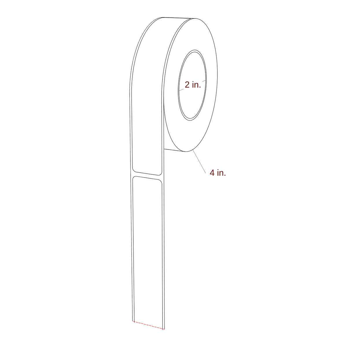 0.938" x 5.4375" Rectangle Roll for Primera Printers; 0.938" x 5.4375" Rectangle Label Diagram