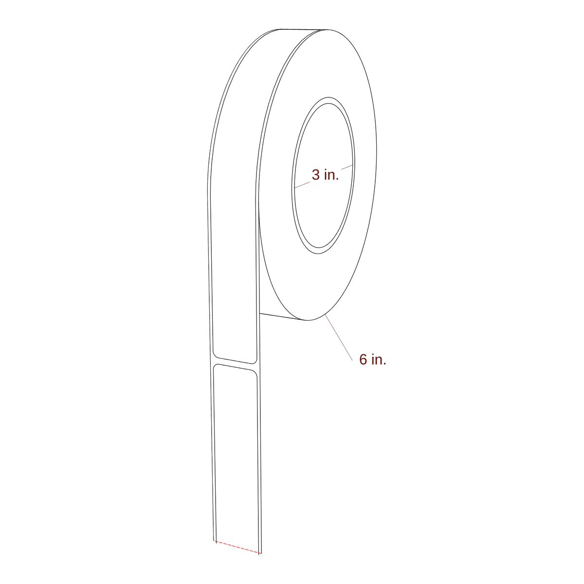 0.938" x 7.75" Rectangle Roll for Primera Printers; 0.938" x 7.75" Rectangle Label Diagram