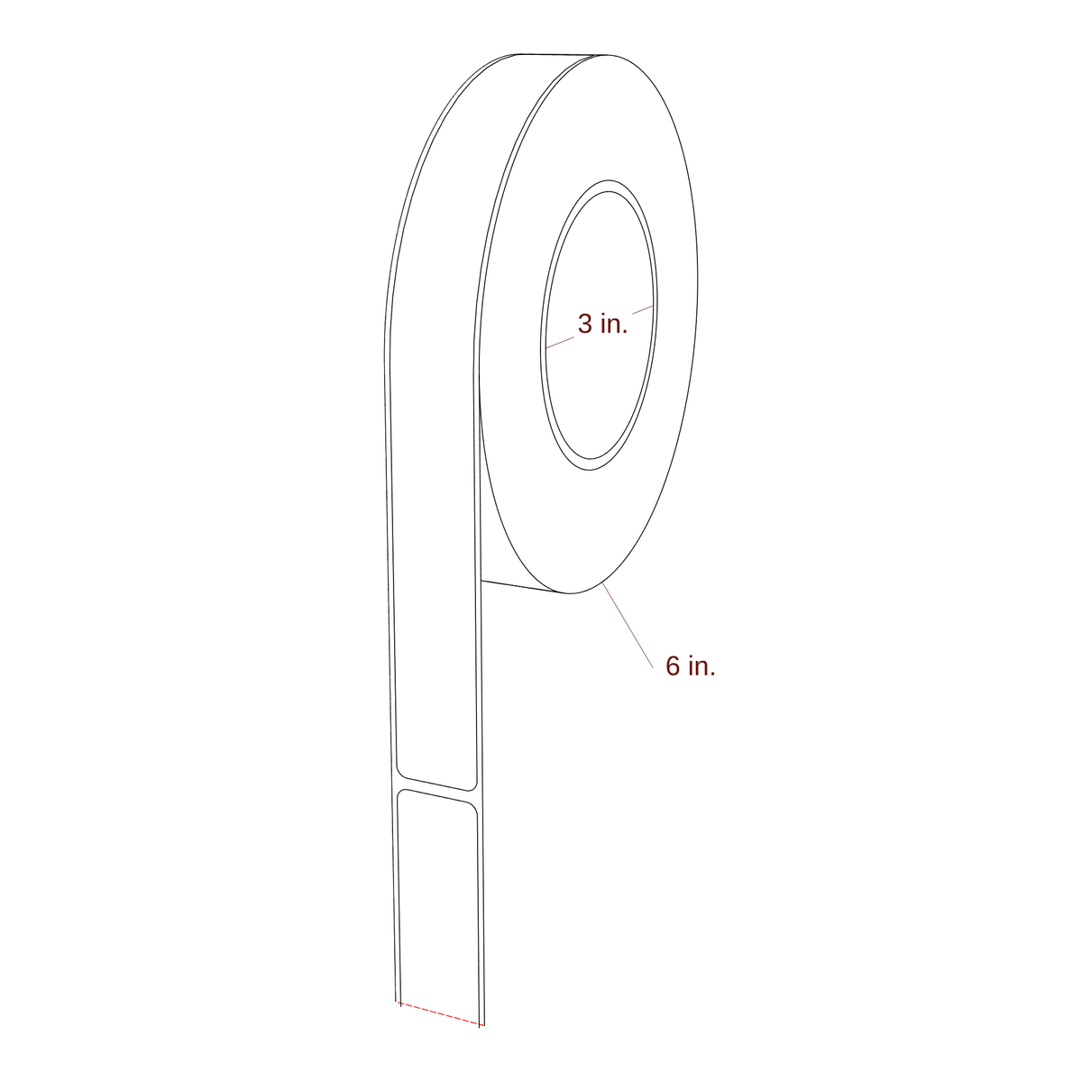 0.938" x 9" Rectangle Roll for Inkjet Printers; 0.938" x 9" Rectangle Label Diagram