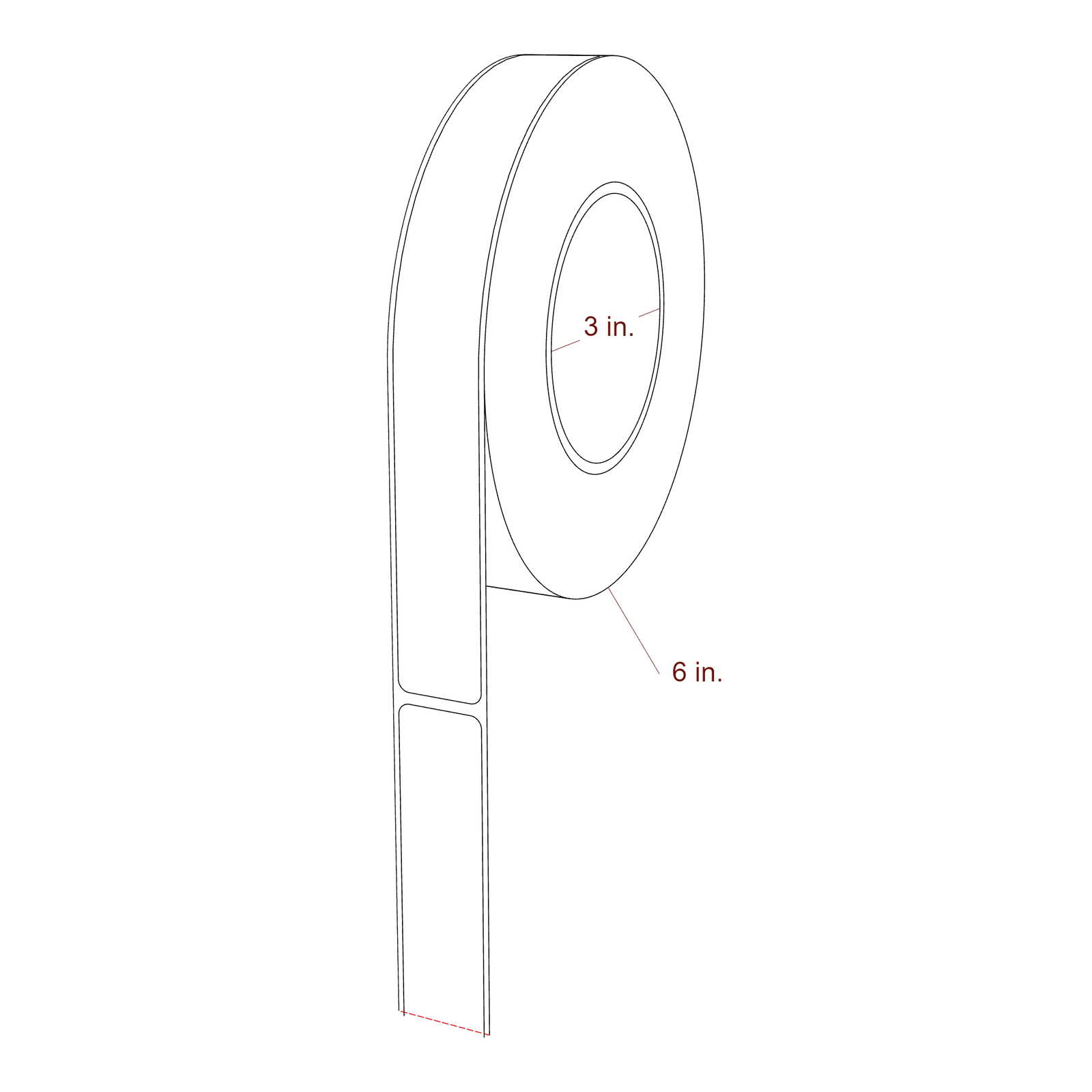 0.95" x 8" Rectangle Roll for Inkjet Printers; 0.95" x 8" Rectangle Label Diagram