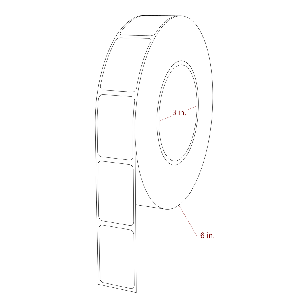 1.125 Inch x 1.75 Inch Rectangle Inkjet Label Roll - 3 Inch Core - 6 Inch Roll OD - 3D Perspective