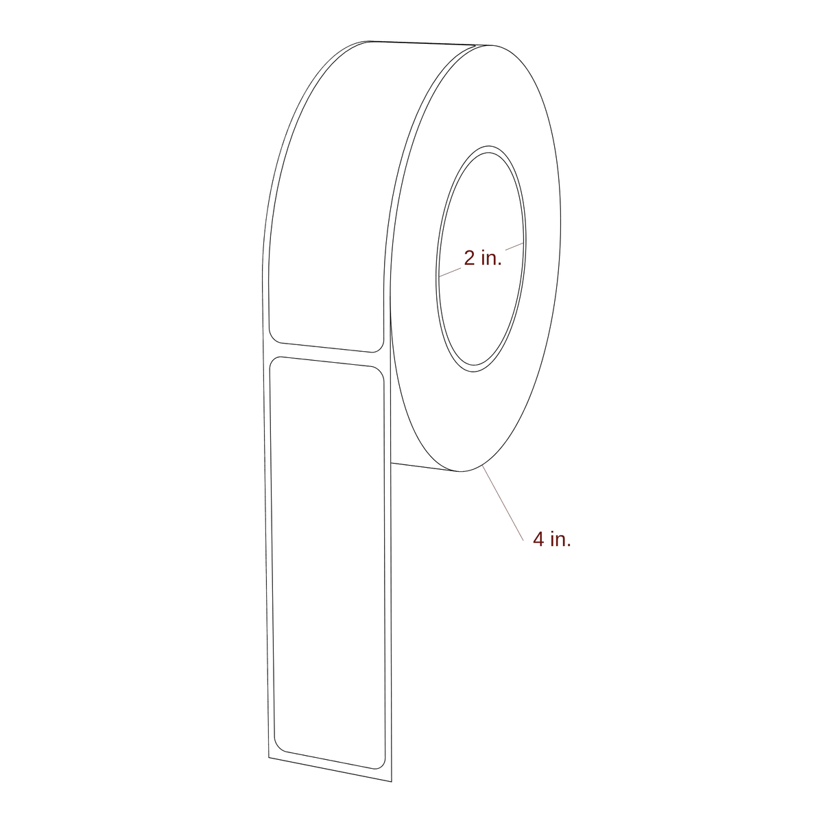 1.125" x 3.6875" Rectangle Roll for Epson ColorWorks & Primera Printers; 1.125" x 3.6875" Rectangle Label Diagram