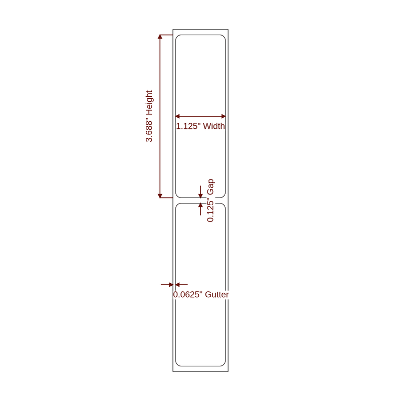 1.125" x 3.6875" Inkjet Label Rolls | Fits Epson ColorWorks & Primera - Label Diagram