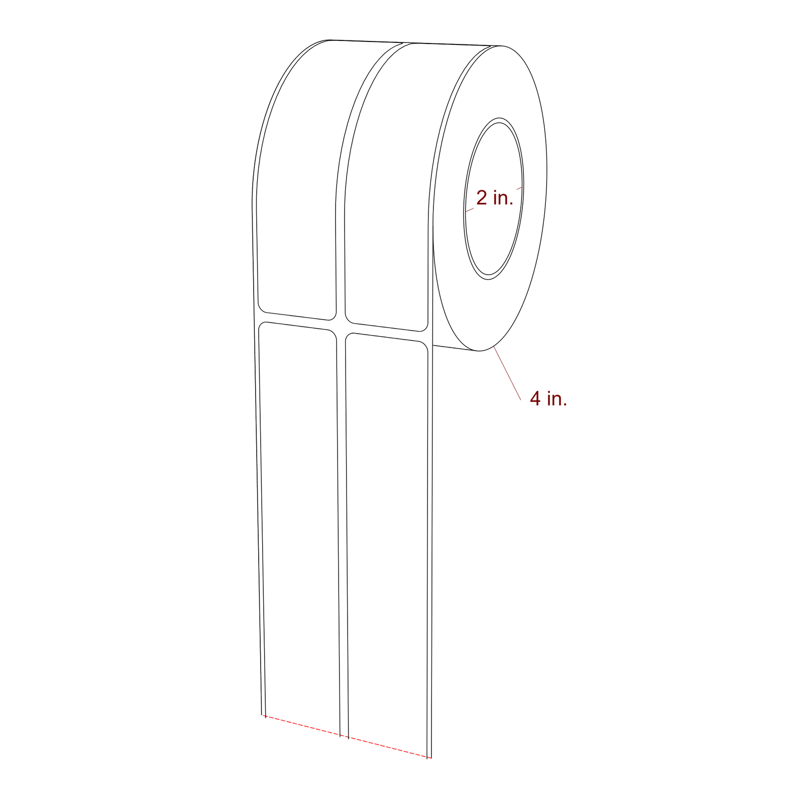 1.125" x 4.5" Rectangle Roll for Epson ColorWorks & Primera Printers; 1.125" x 4.5" Rectangle Label Diagram