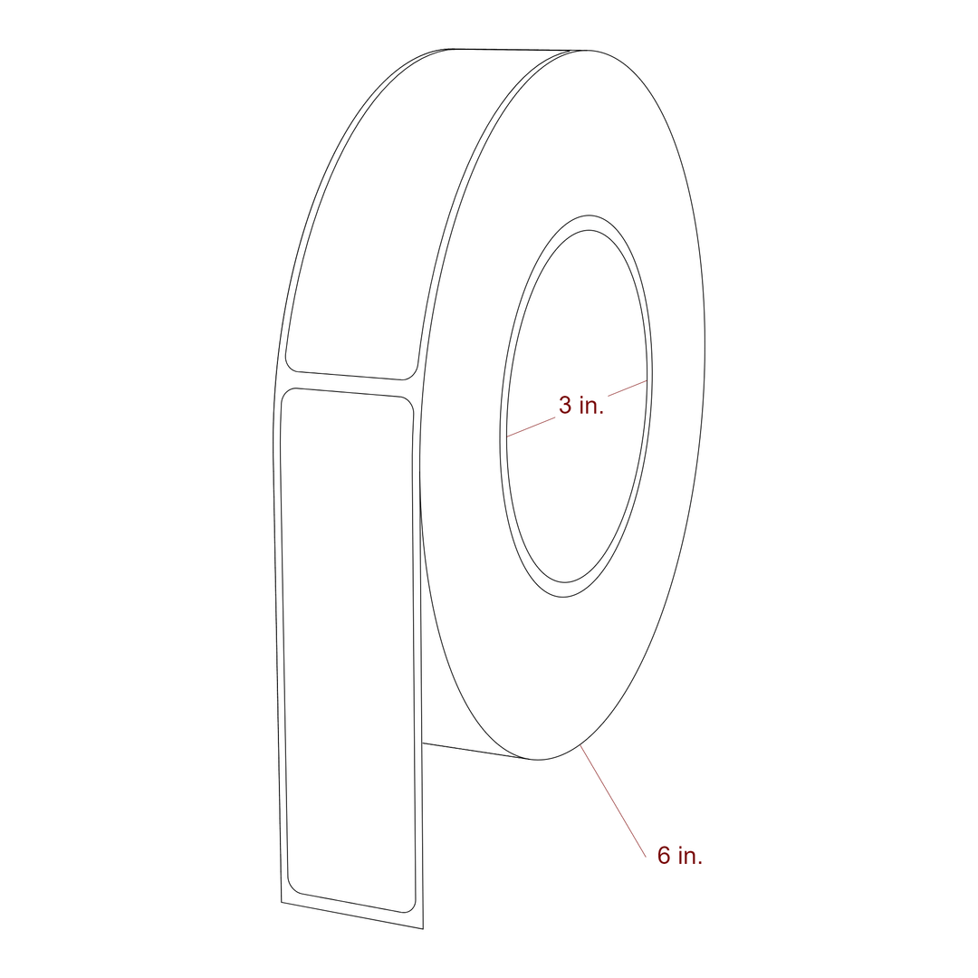 1.125 Inch x 4 Inch Rectangle Inkjet Label Roll - 3 Inch Core - 6 Inch Roll OD - 3D Perspective