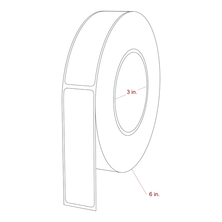 1.125 Inch x 4 Inch Rectangle Inkjet Label Roll - 3 Inch Core - 6 Inch Roll OD - 3D Perspective