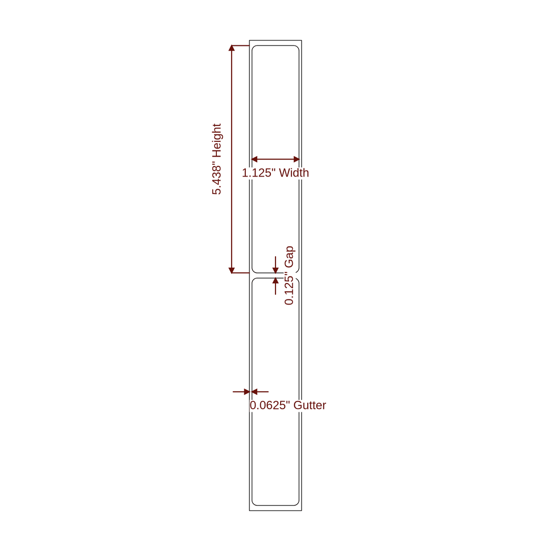 1.125" x 5.4375" Rectangle Roll for Epson ColorWorks & Primera Printers; 1.125" x 5.4375" Rectangle Label Diagram