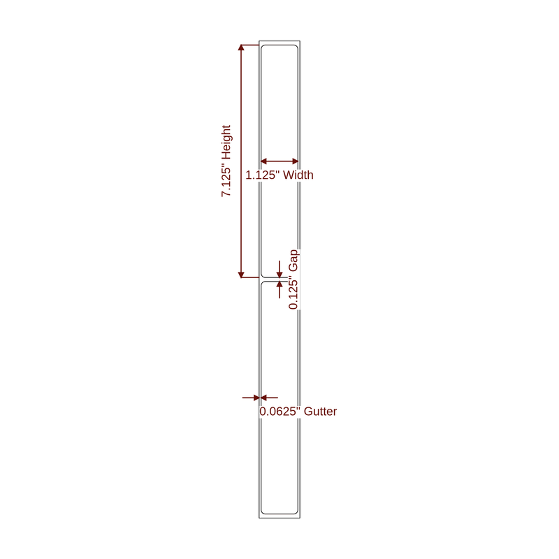 1.125" x 7.125" Inkjet Label Rolls | Fits Epson ColorWorks & Primera - Label Diagram