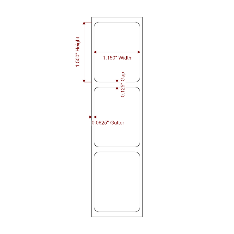 1.15" x 1.5" Inkjet Label Rolls | Fits Epson ColorWorks & Primera - Label Diagram