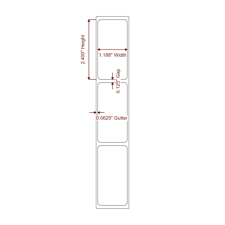 1.1875" x 2.4" Rectangle Roll for Epson ColorWorks Printers; 1.1875" x 2.4" Rectangle Label Diagram