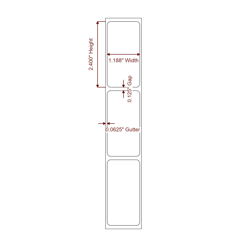 1.1875" x 2.4" Inkjet Label Rolls | Fits Epson ColorWorks - Label Diagram