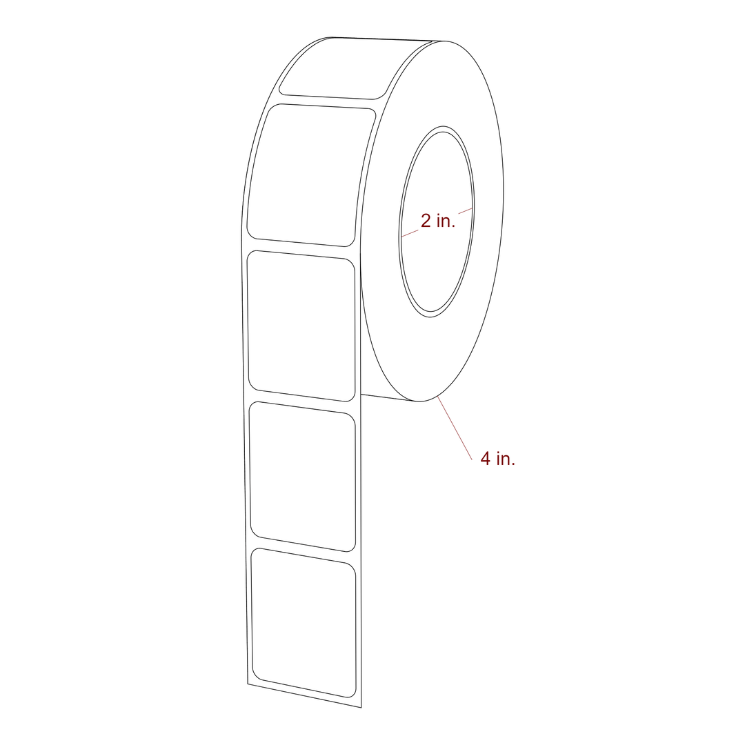1.25 Inch x 1.5 Inch Rectangle Inkjet Label Roll - 2 Inch Core - 4 Inch Roll OD - 3D Perspective