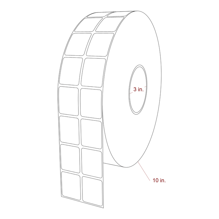 1.25 Inch x 1.5 Inch Rectangle Inkjet Label Roll - 3 Inch Core - 10 Inch Roll OD - 2Up - 3D Perspective