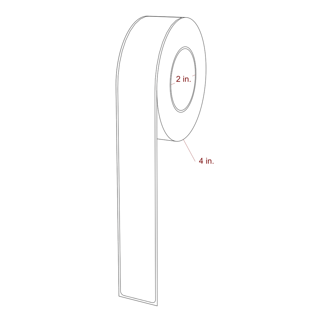 1.25 Inch x 10 Inch Rectangle Inkjet Label Roll - 2 Inch Core - 4 Inch Roll OD - 3D Perspective