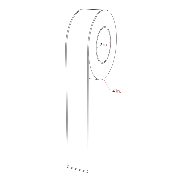 1.25 Inch x 10 Inch Rectangle Inkjet Label Roll - 2 Inch Core - 4 Inch Roll OD - 3D Perspective