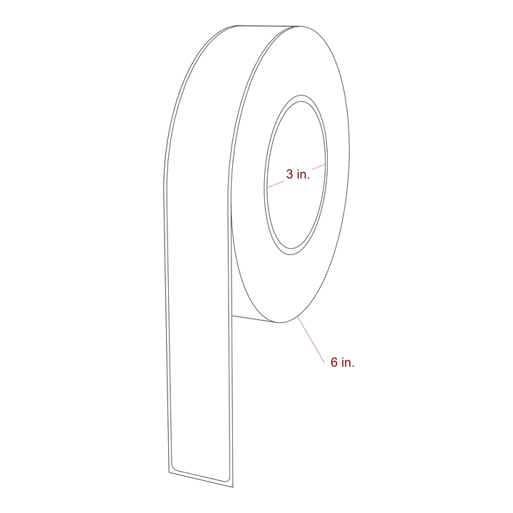 1.25 Inch x 10 Inch Rectangle Inkjet Label Roll - 3 Inch Core - 6 Inch Roll OD - 3D Perspective