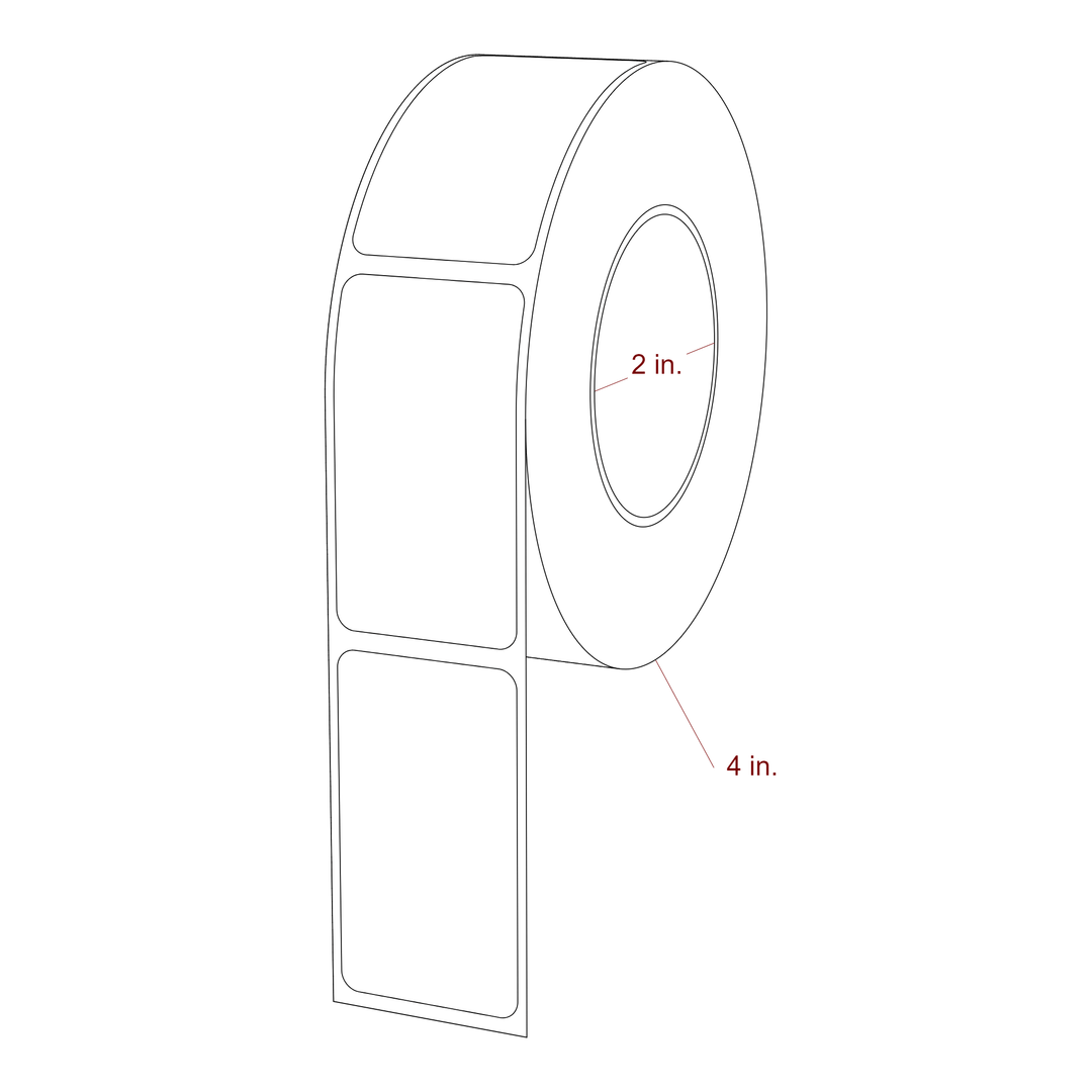 1.25 Inch x 2.25 Inch Rectangle Inkjet Label Roll - 2 Inch Core - 4 Inch Roll OD - 3D Perspective