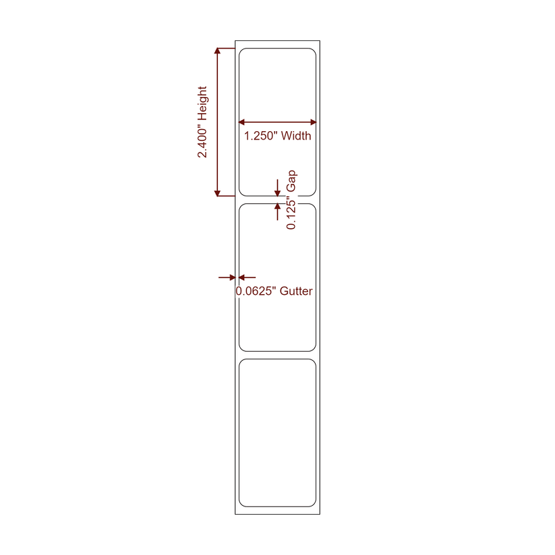 1.25" x 2.4" Inkjet Label Rolls | Fits Epson ColorWorks - Label Diagram