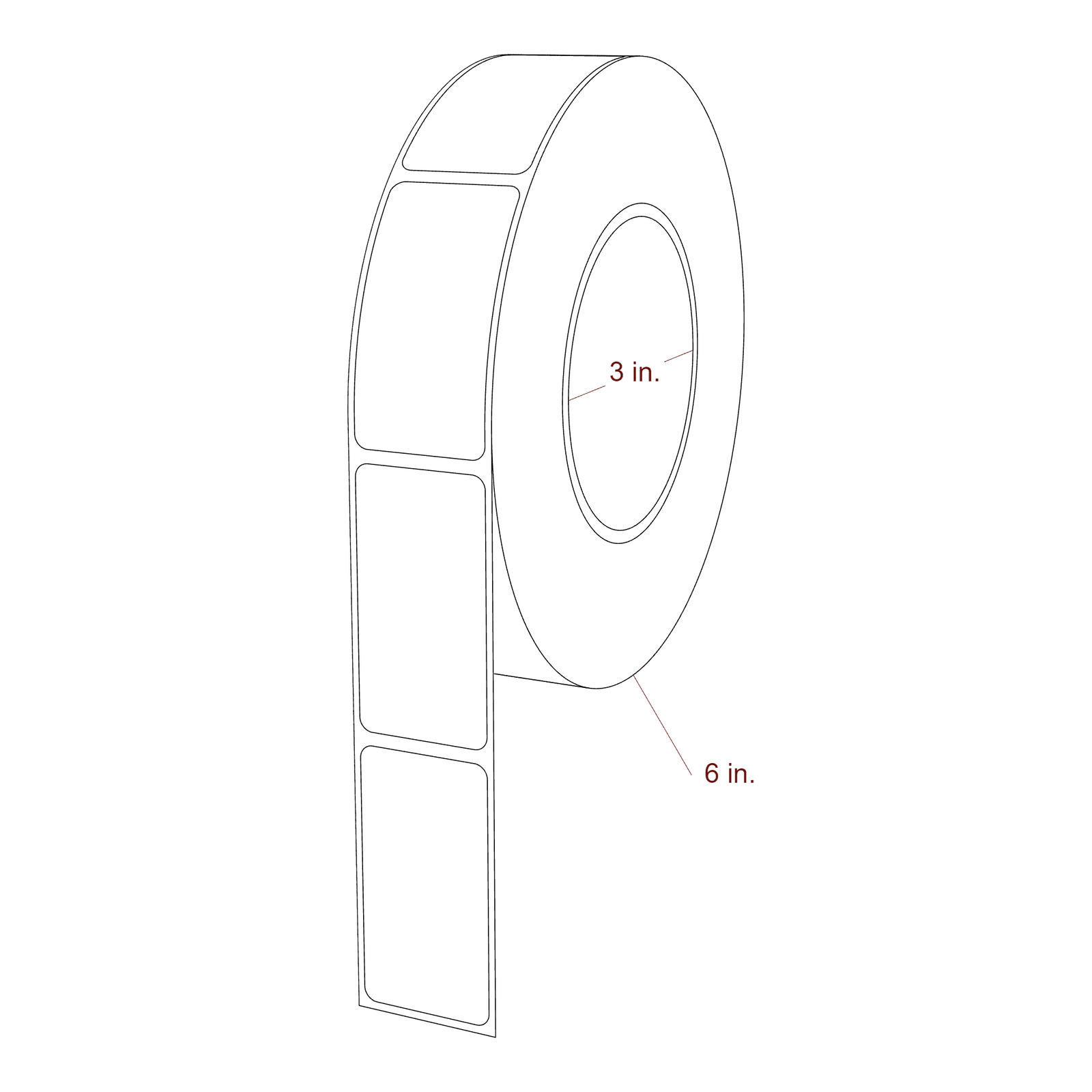 1.25" x 2.4" Rectangle Roll for Epson ColorWorks Printers; 1.25" x 2.4" Rectangle Label Diagram