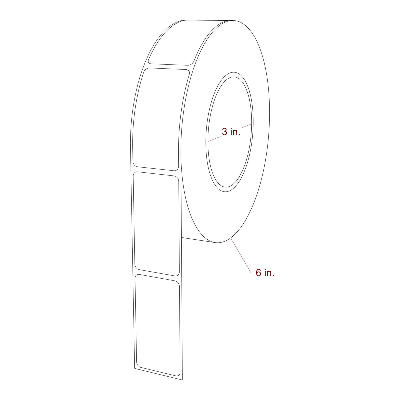1.25" x 2.5" Rectangle Roll for Epson ColorWorks & Primera Printers; 1.25" x 2.5" Rectangle Label Diagram