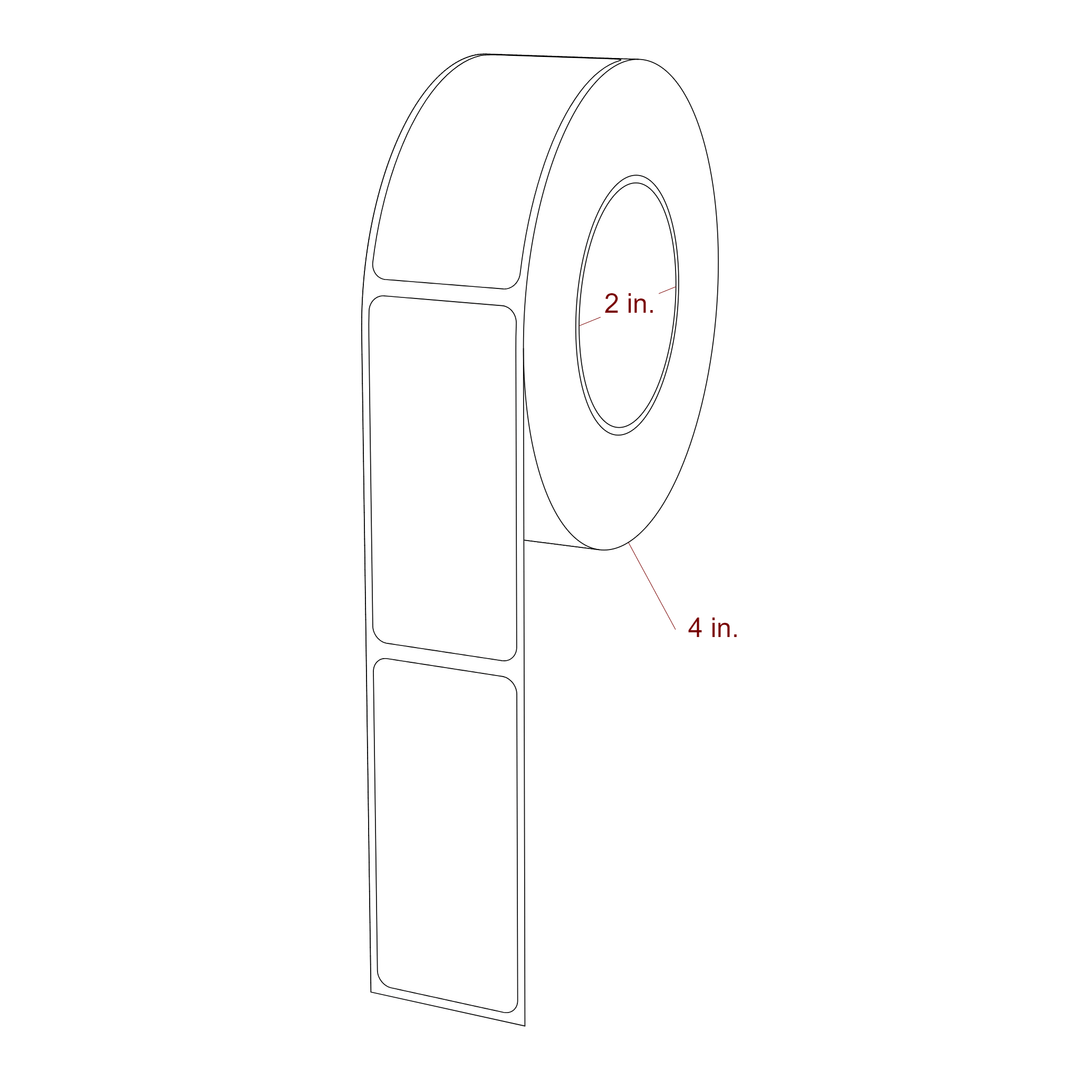 1.25 Inch x 2.75 Inch Rectangle Inkjet Label Roll - 2 Inch Core - 4 Inch Roll OD - 3D Perspective
