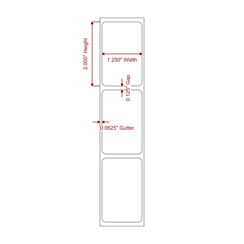 1.25" x 2" Inkjet Label Rolls | Fits Epson ColorWorks & Primera - Label Diagram