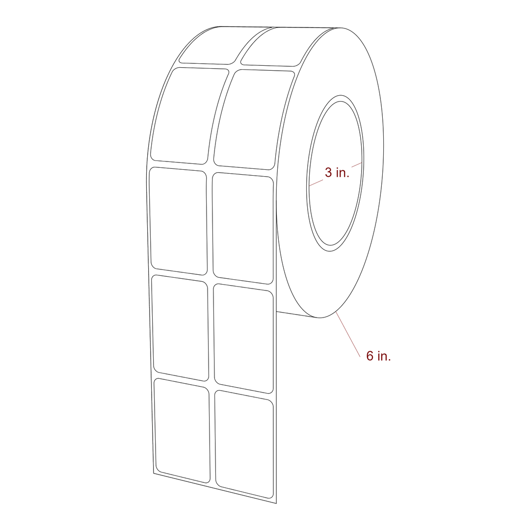 1.25" x 2" Rectangle Roll for Epson ColorWorks & Primera Printers; 1.25" x 2" Rectangle Label Diagram