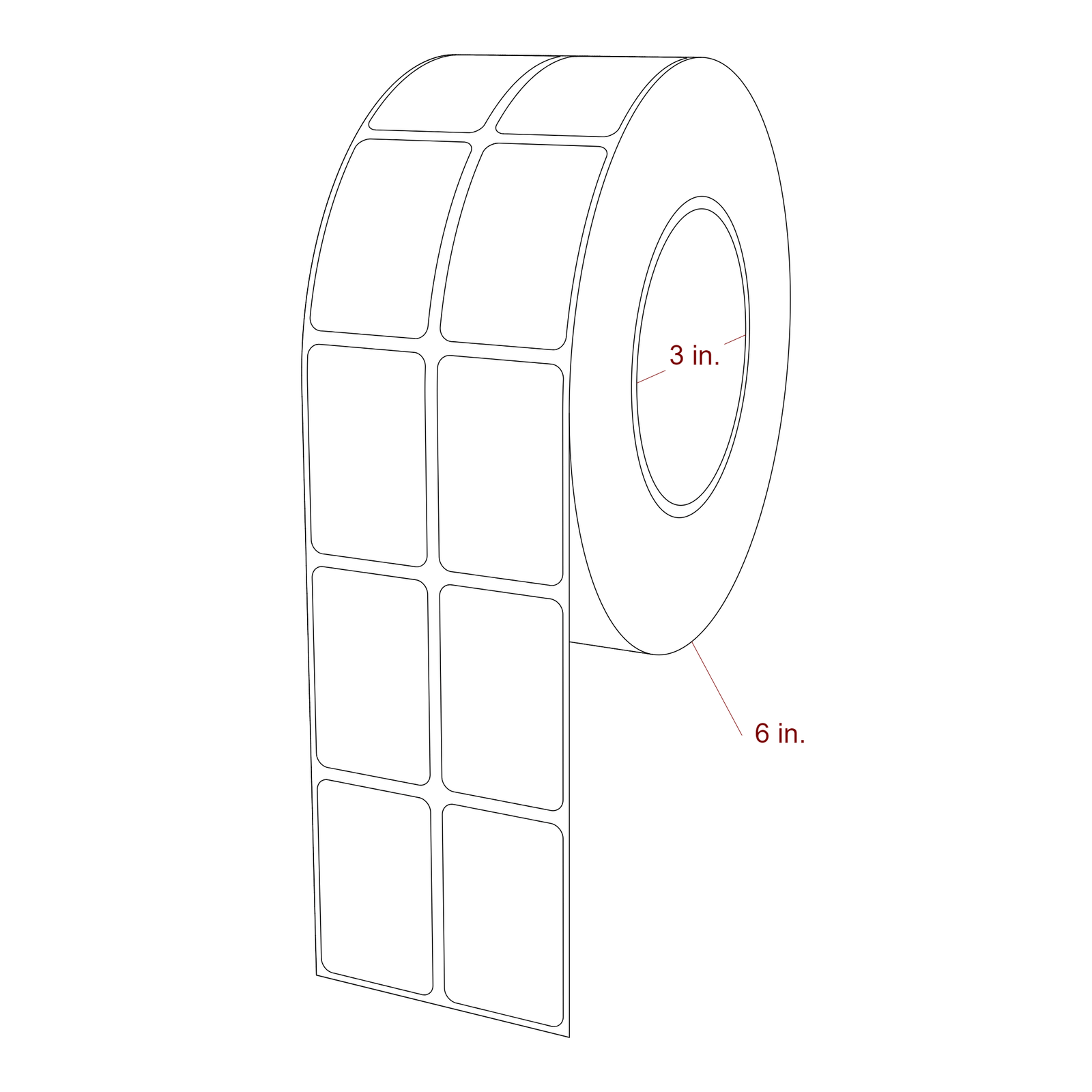 1.25" x 2" Rectangle Roll for Epson ColorWorks & Primera Printers; 1.25" x 2" Rectangle Label Diagram
