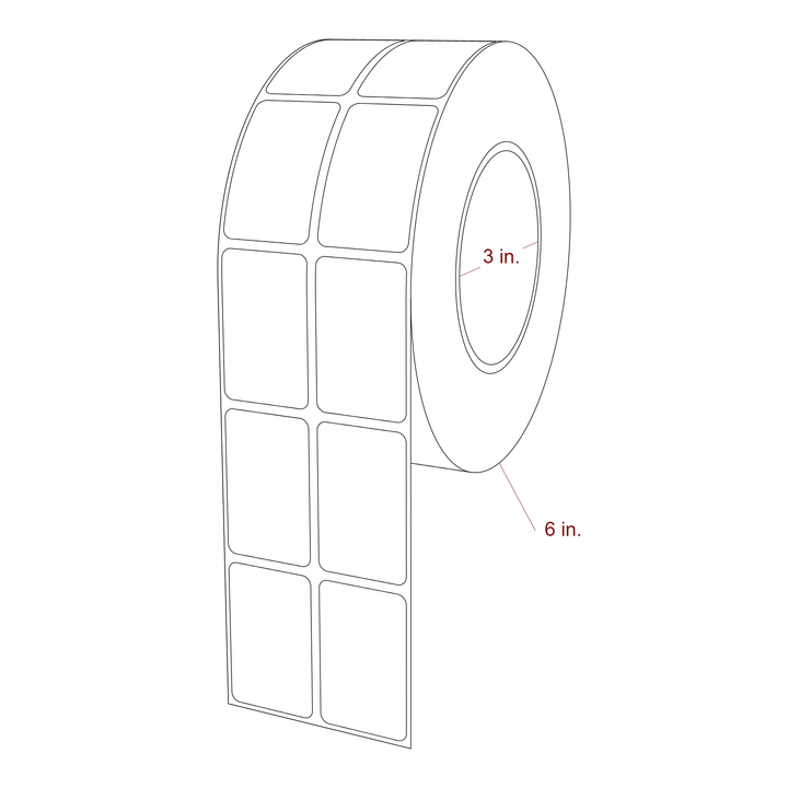 1.25" x 2" Rectangle Roll for Epson ColorWorks & Primera Printers; 1.25" x 2" Rectangle Label Diagram
