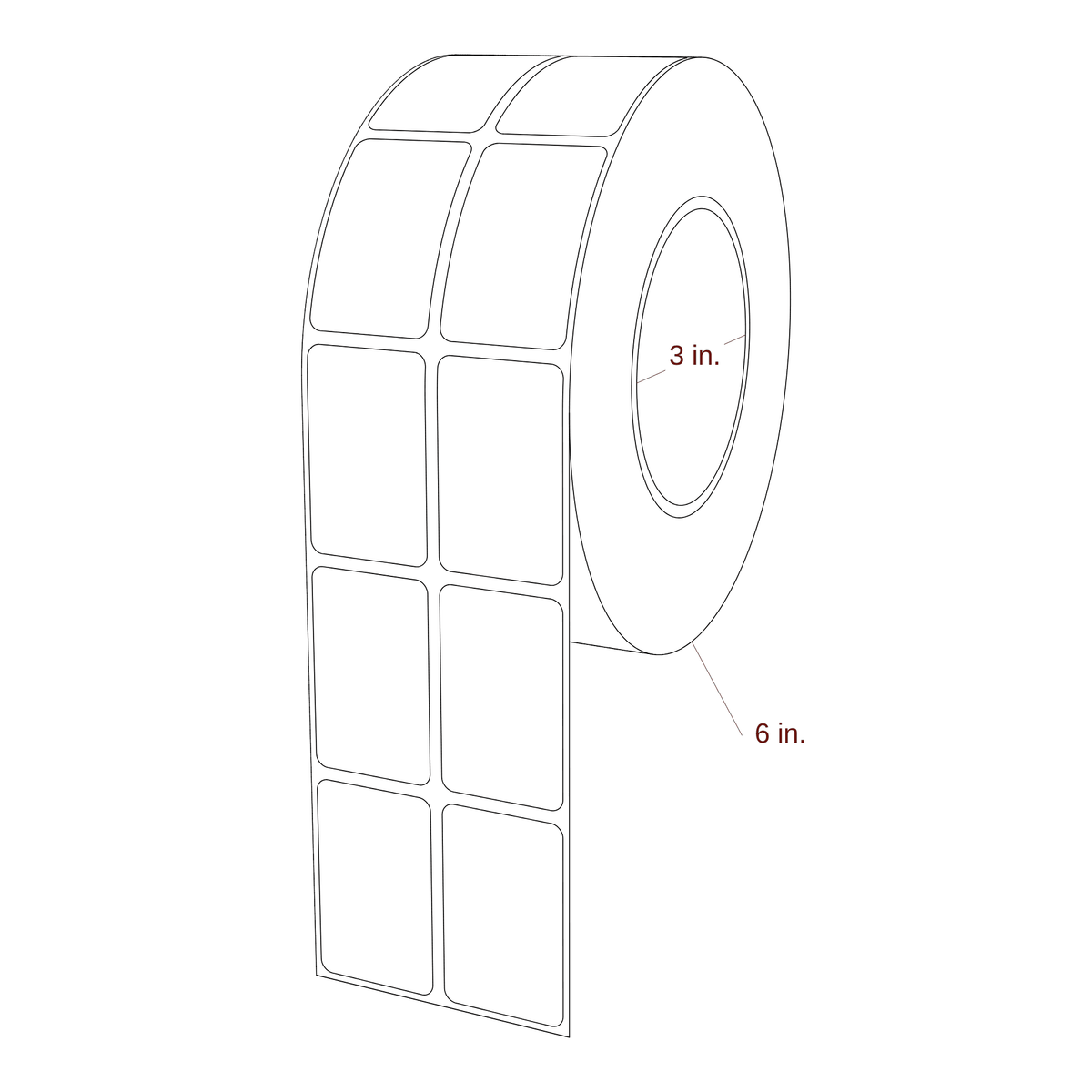1.25" x 2" Rectangle Roll for Epson ColorWorks & Primera Printers; 1.25" x 2" Rectangle Label Diagram