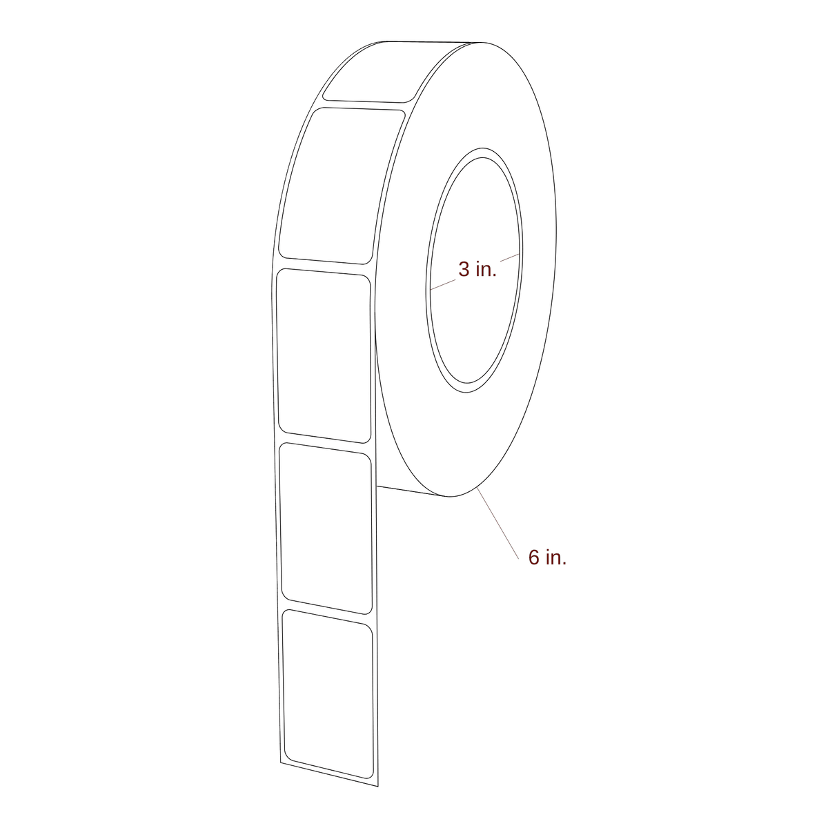 1.25" x 2" Rectangle Roll for Epson ColorWorks & Primera Printers; 1.25" x 2" Rectangle Label Diagram