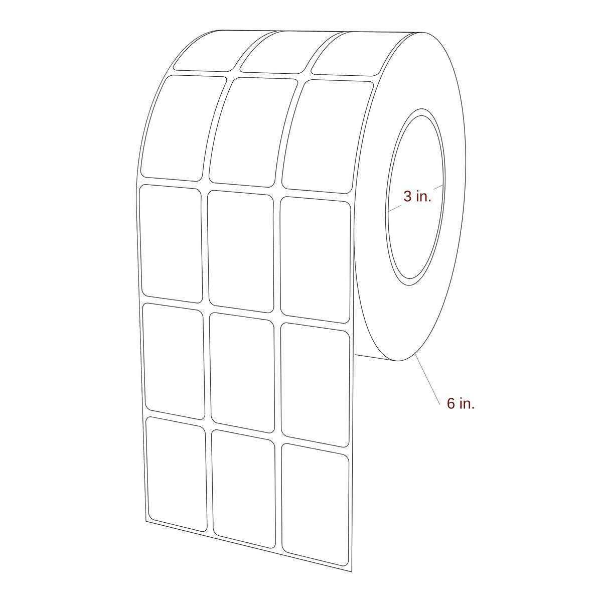 1.25" x 2" Rectangle Roll for Epson ColorWorks & Primera Printers; 1.25" x 2" Rectangle Label Diagram