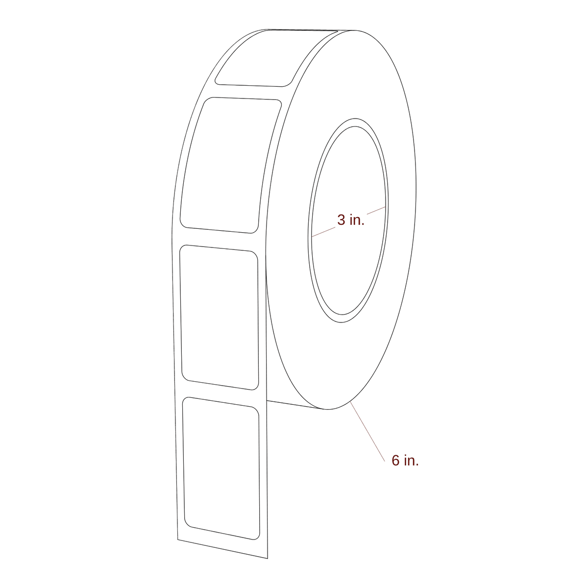 1.25" x 2" Rectangle Roll for Epson ColorWorks Printers; 1.25" x 2" Rectangle Label Diagram