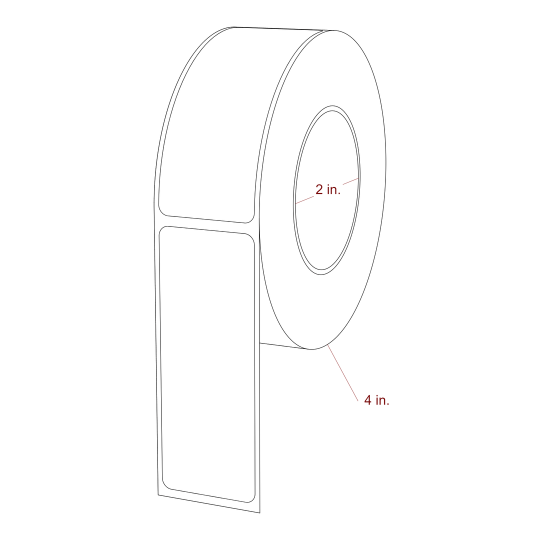 1.25 Inch x 3.25 Inch Rectangle Inkjet Label Roll - 2 Inch Core - 4 Inch Roll OD - 3D Perspective