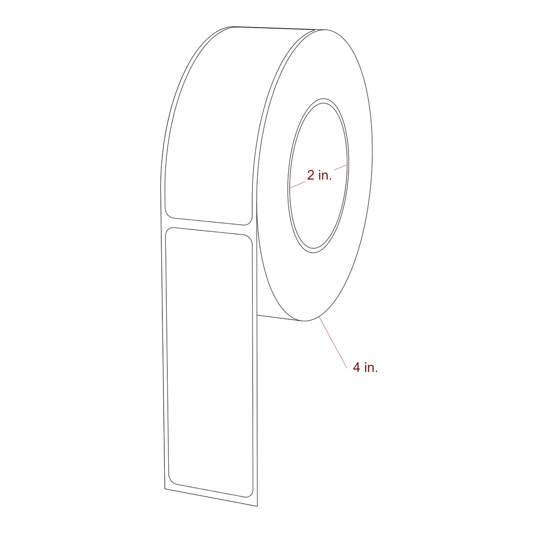 1.25 Inch x 3.5 Inch Rectangle Inkjet Label Roll - 2 Inch Core - 4 Inch Roll OD - 3D Perspective
