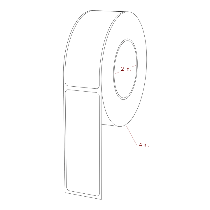 1.25 Inch x 3.5 Inch Rectangle Inkjet Label Roll - 2 Inch Core - 4 Inch Roll OD - 3D Perspective