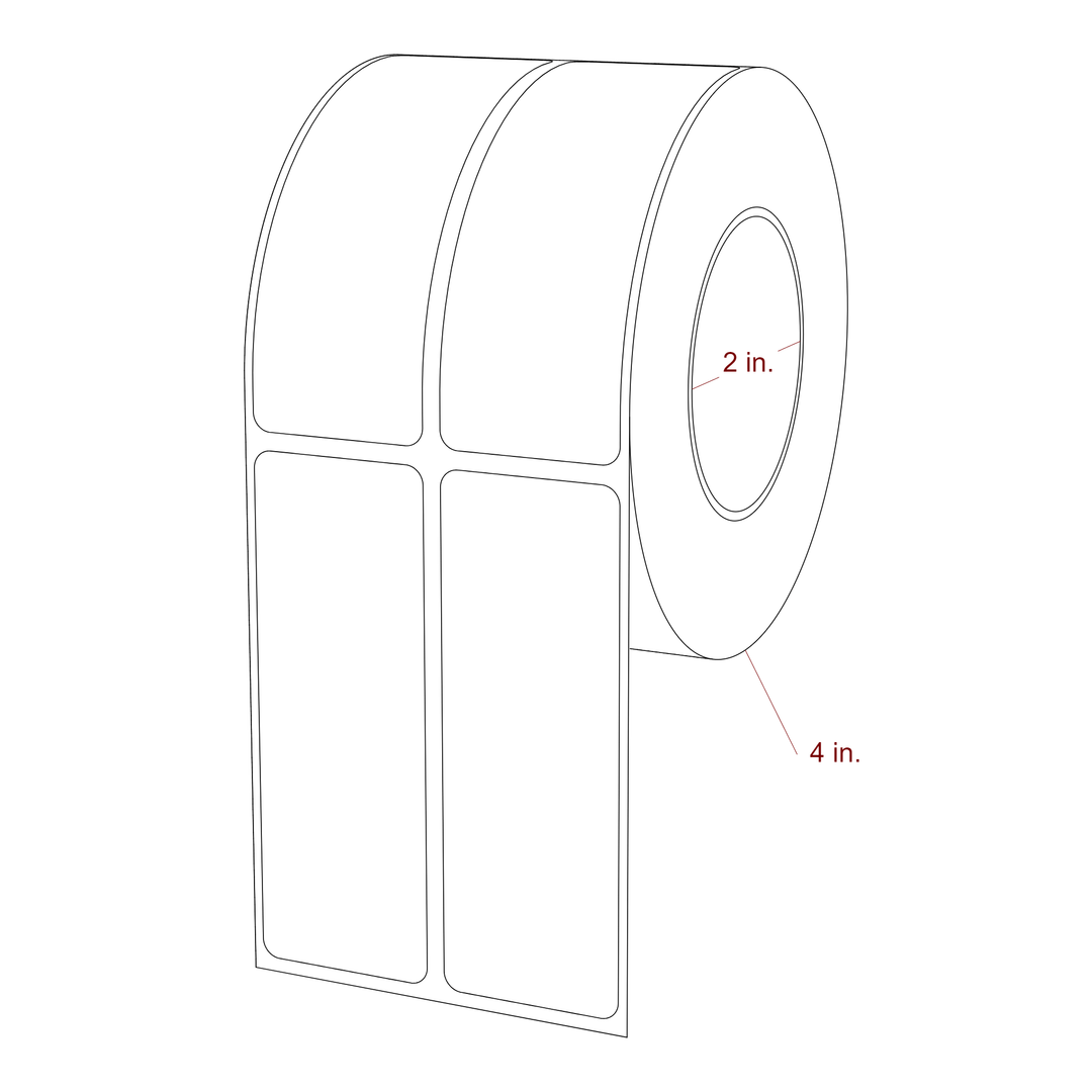 1.25 Inch x 3.5 Inch Rectangle Inkjet Label Roll - 2 Inch Core - 4 Inch Roll OD - 2Up - 3D Perspective