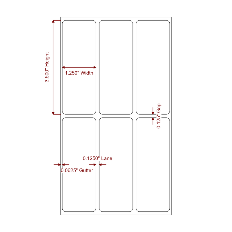 1.25" x 3.5" Inkjet Label Rolls | 3-Up | Fits Epson ColorWorks & Primera - Label Diagram