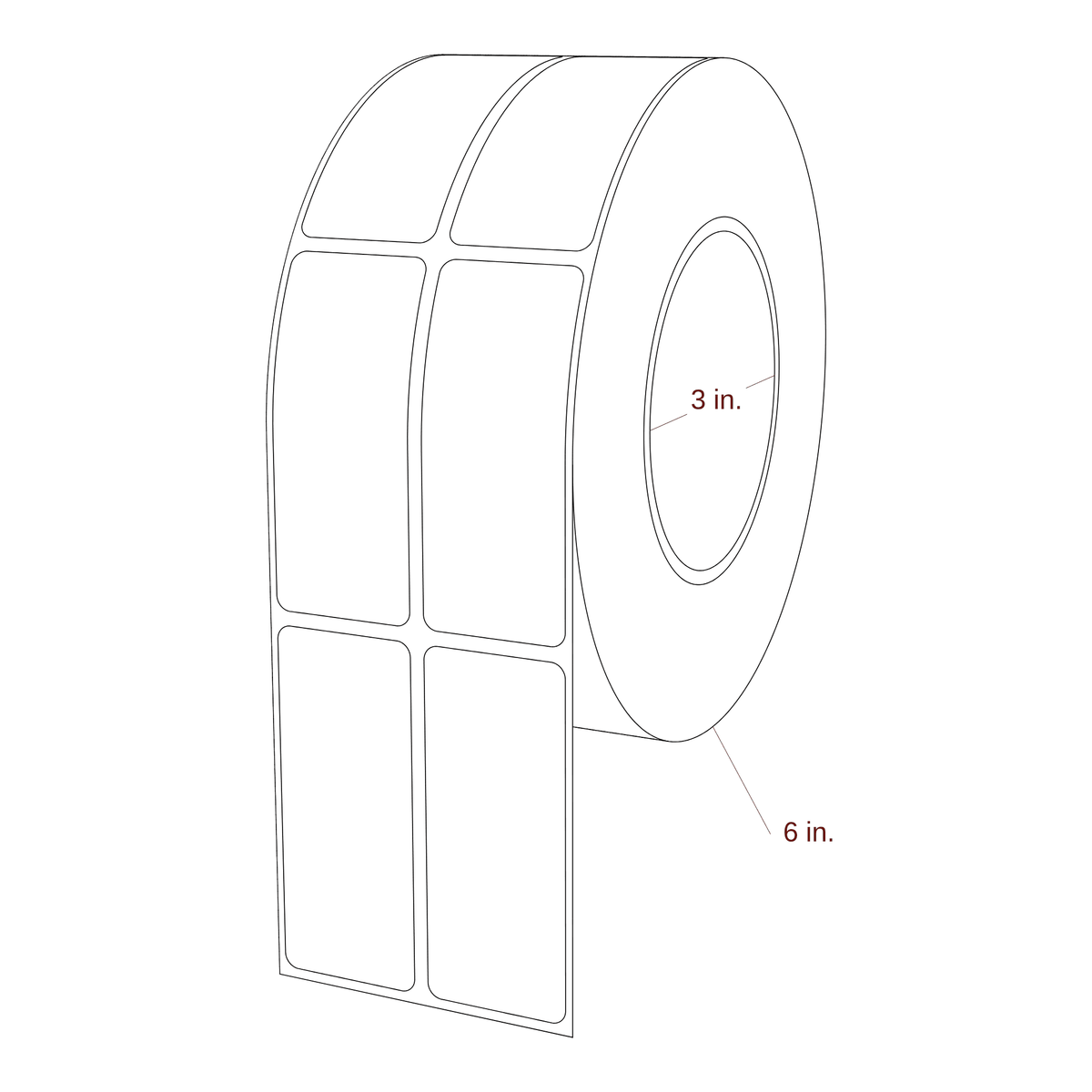 1.25" x 3" Rectangle Roll for Epson ColorWorks & Primera Printers; 1.25" x 3" Rectangle Label Diagram