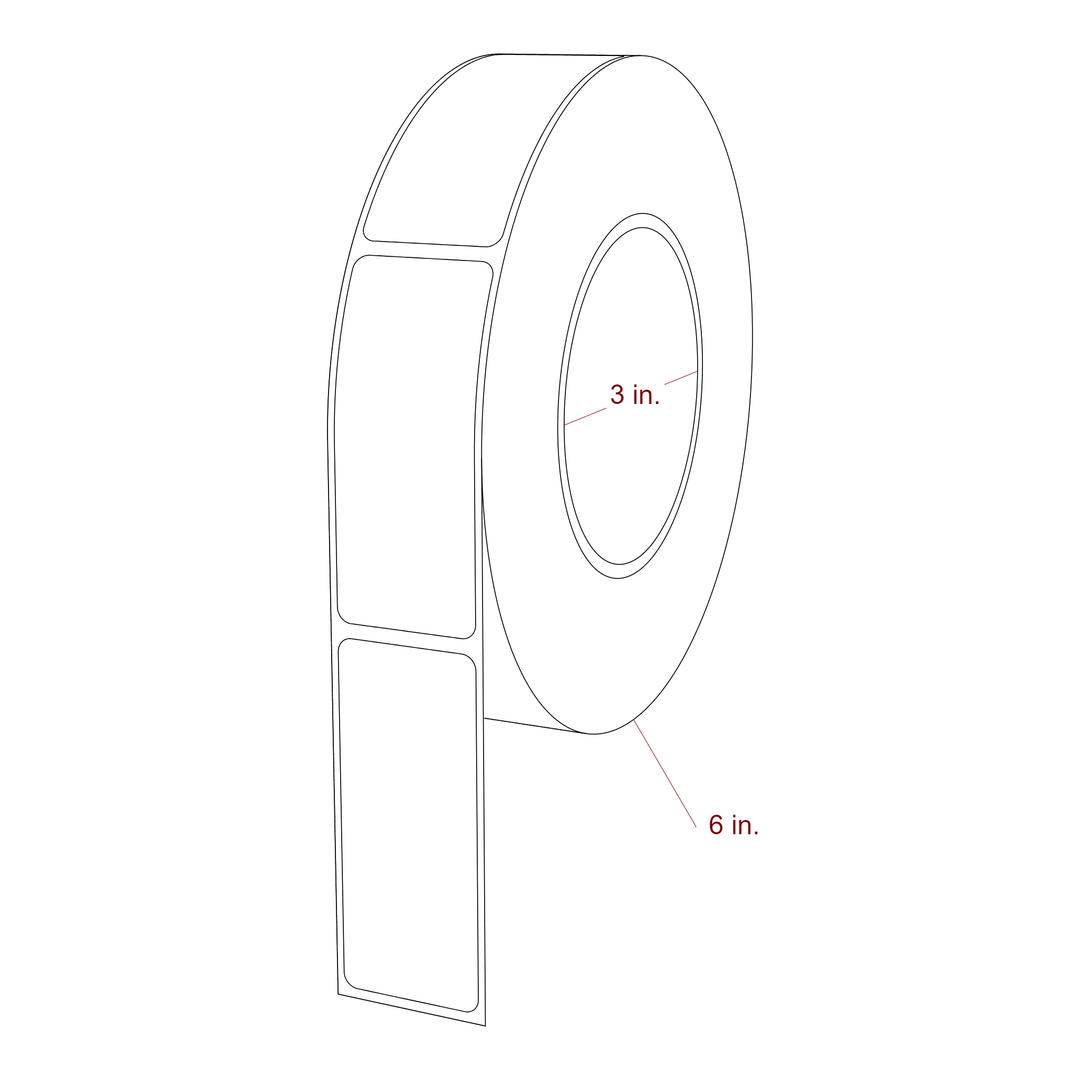 1.25 Inch x 3 Inch Rectangle Inkjet Label Roll - 3 Inch Core - 6 Inch Roll OD - 3D Perspective