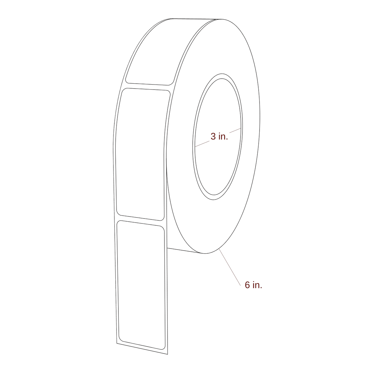 1.25" x 3" Rectangle Roll for Epson ColorWorks & Primera Printers; 1.25" x 3" Rectangle Label Diagram