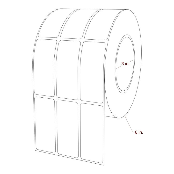 1.25" x 3" Rectangle Roll for Epson ColorWorks & Primera Printers; 1.25" x 3" Rectangle Label Diagram